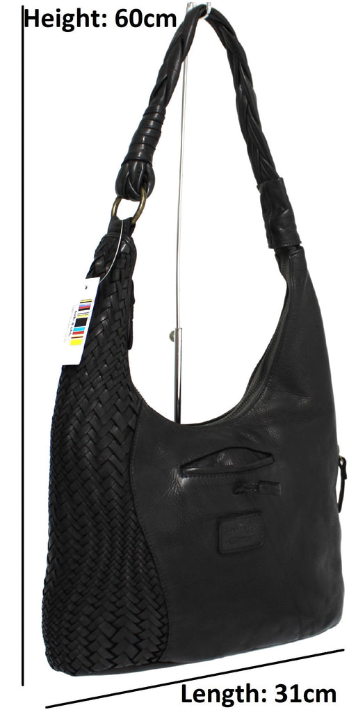 Quality Full Grain Leather Shoulder Bag. Colour: Black. Style No:1815.