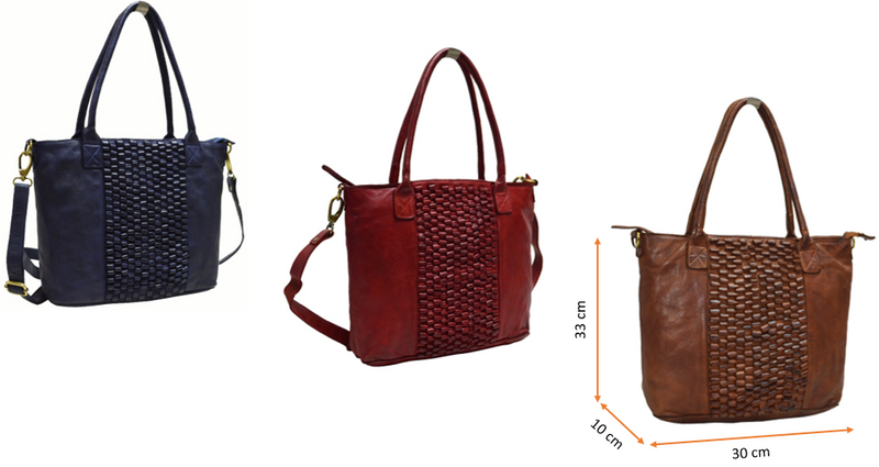 Quality Full Grain Washed Leather Handbag with Adjustable Shoulder Strap. Style No: 926.