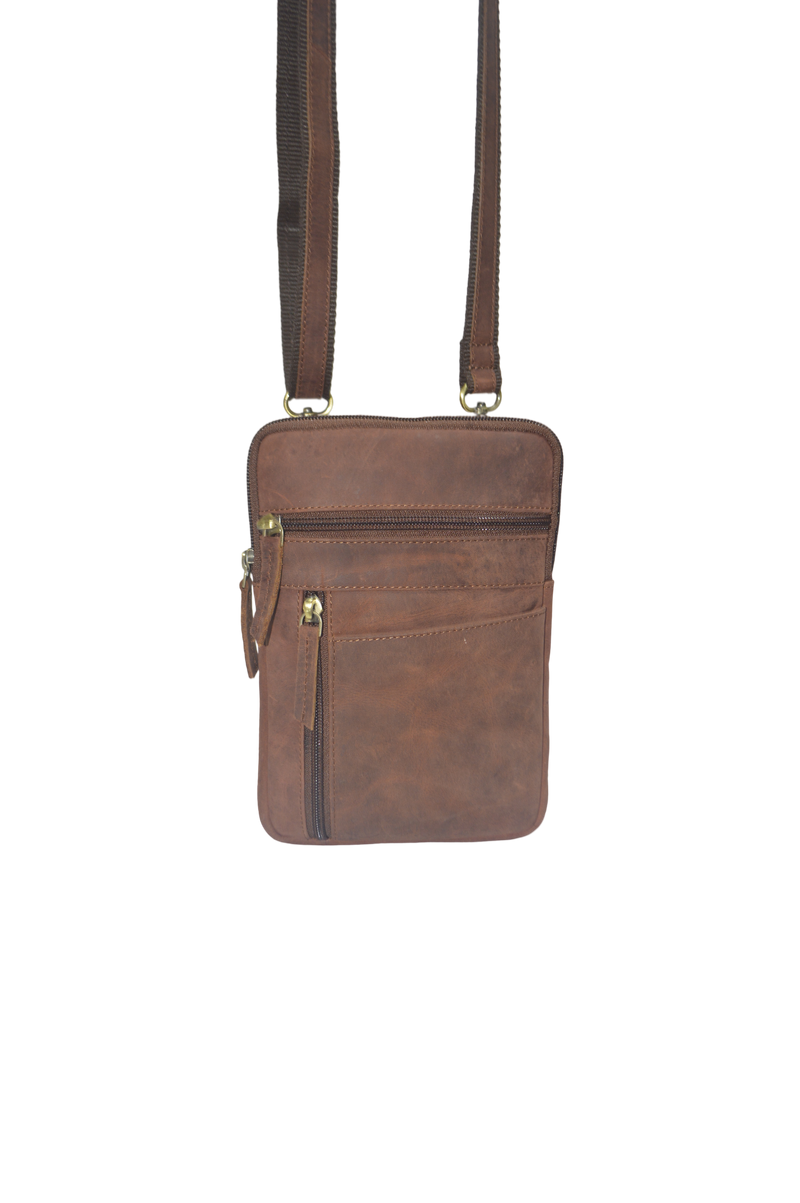 COMING SOON. Quality Full Grain Hunter Leather Shoulder/Crossbody Bag. Style No: 51019.