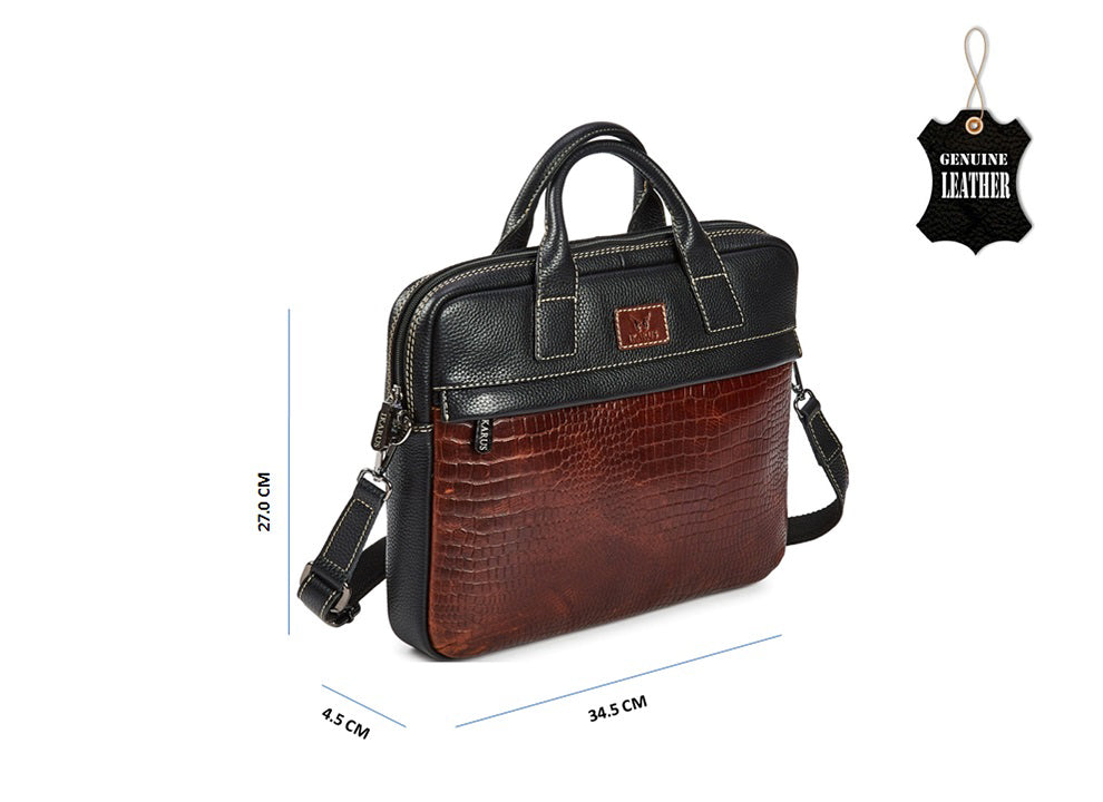 Quality Full Grain Leather Laptop Shoulder Bag with Adjustable Shoulder Strap. Style No: 8008.