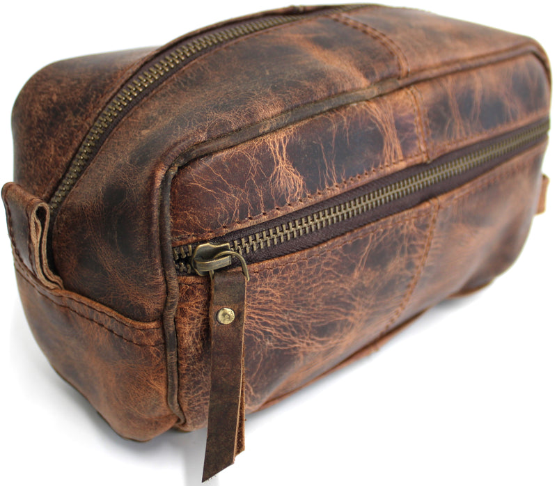 Quality Full Grain Genuine Hunter Leather Toiletry Bag