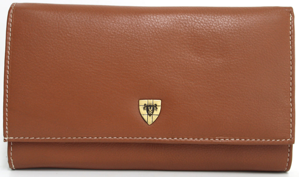 Quality Full Grain Genuine Leather Purse. Colour: Tan.