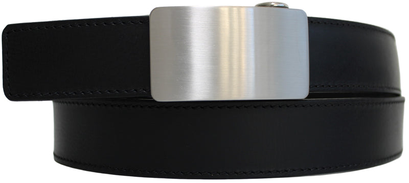 Genuine Leather Ratchet Dress Belt with Automatic Sliding Buckle