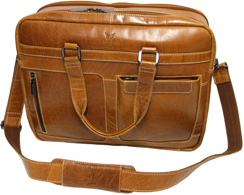 Quality Full Grain Leather Travel Bag / Briefcase. Style No: 8002.