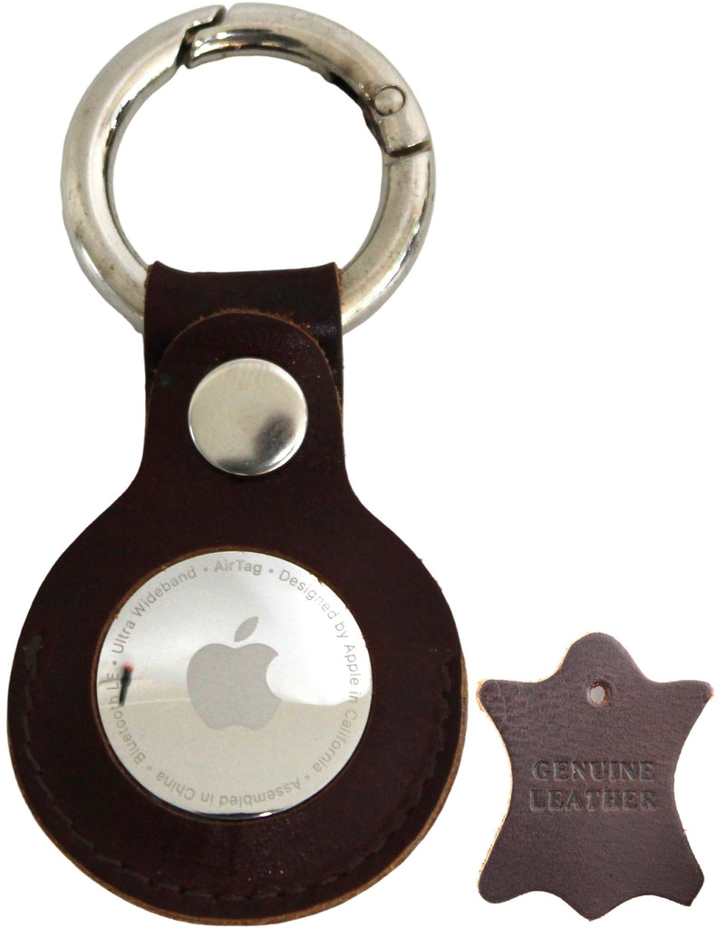 Genuine Leather Apple Air Tag Holder for Key Ring