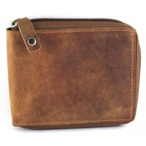 RFID Full Grain Cow Hide Hunter Nu-buck Leather Wallet. Style: 12011 Hide & Chic