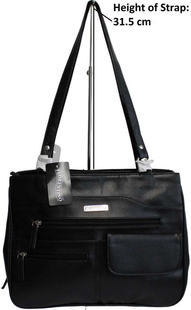 Multi compartment leather online handbag