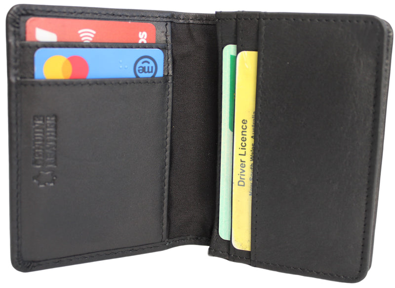 Quality Full Grain Cow Hide Leather Wallet / Card Holder. Black. Style No: 11014